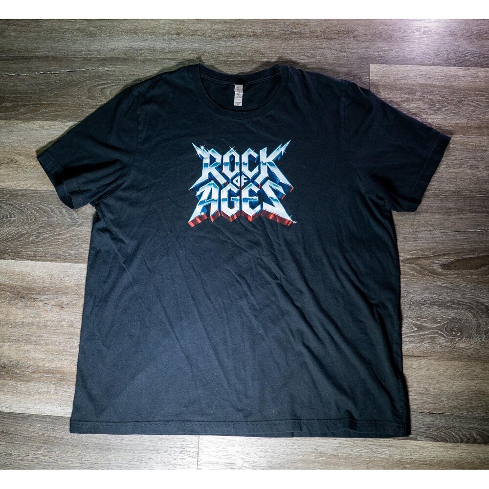 Rock‎ Of Ages Shirt Mens 2XL Black Logo Graphic Tee T-Shirt Music Rock Musical